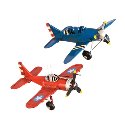 WWII Trainer Metal Ornaments - Set of 2