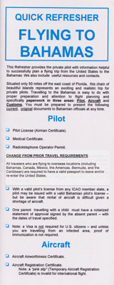 Quick Refresher Card - Flying to Bahamas