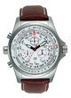 Torgoen T1 Flight Computer Watch - Brown Leather, Silver Case, White Face