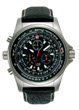 Torgoen T1 Flight Computer Watch - Black Leather, Silver Case, Black Face