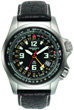 Torgoen T6 E6B/Zulu Time Watch - Black Leather, Silver Case, Black Face