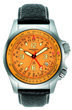 Torgoen T6 E6B/Zulu Time Watch - Black Leather, Silver Case, Orange Face