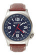 Torgoen T5 Zulu Time Watch - Brown Leather, Silver Case, Blue Face