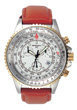 Torgoen T2 Flight Computer Watch - Tan Leather, Silver/Gold Case, White Face