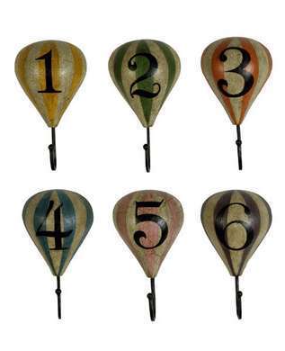 Hot Air Balloon Clothing Hooks - Set of 6
