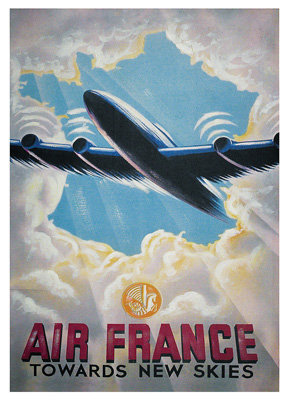 Air France Vintage Canvas Framed Art