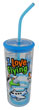 I Love Flying Plastic Glass with Twisty Straw