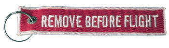 Embroidered Remove Before Flight Keychain with Logo