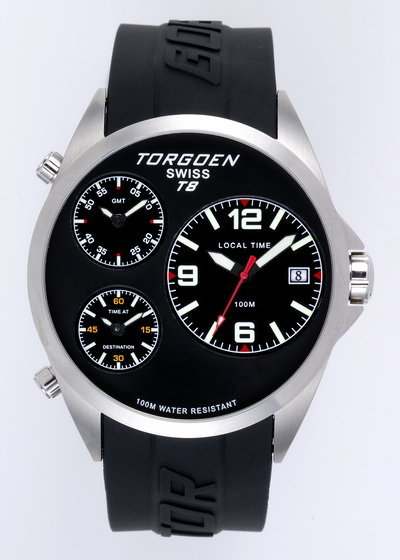 Torgoen T8 Zulu Time Watch Model, Black Polyurethane Strap, Black Dials
