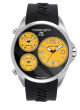 Torgoen T8 Zulu Time Watch Model, Black Polyurethane Strap, Yellow Dials