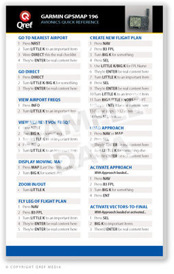 Garmin GPSMAP 196 Single Page Qref Card