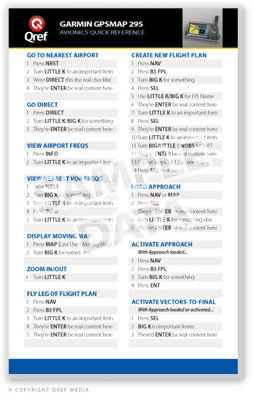 Garmin GPSMAP 295 Single Page Qref Card