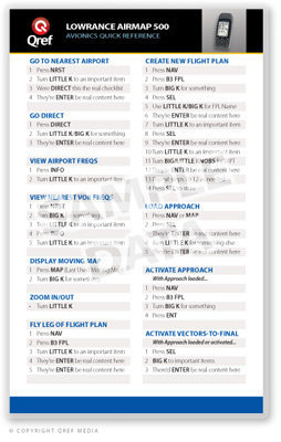 Lowrance Airmap 500 Single Page Qref Card