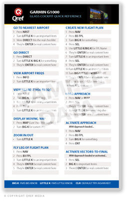 Garmin G1000 Single-Page Qref Card - MyPilotStore.com