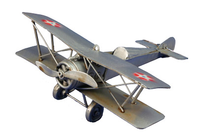 Vintage Biplane Ornament - Silver