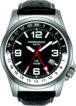 Torgoen T5 Zulu Time Watch - Black Leather, Silver Case, Black Face