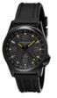 Torgoen T5 Zulu Time Watch - Black Polyurethane Strap, Black Case, Black/Yellow Dials
