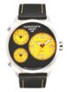 Torgoen T8 Zulu Time Watch - Black Leather Strap, Steel Case, Yellow Dials