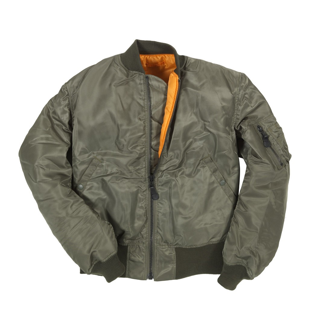 thumbnail image 2 of MAD INK Men's MA-1 Bomber Jacket - Army Green Military Biker Pilot Retro Harrington Style 2 of 6