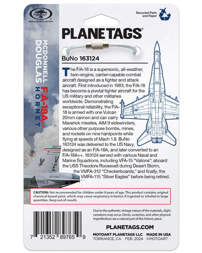 K☆N F-18 Hornet PlaneTag - BuNo 163124 - MyPilotStore.com