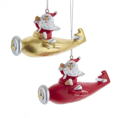 Santa in Red Helicopter Orn