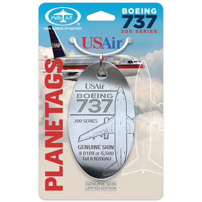 ボーイング737タグ Genuine US Air Boeing 737-200 Plane Tag - Tail # N200AU