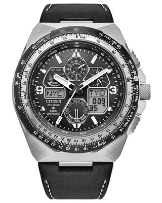 Citizen Promaster Skyhawk A-T Watch with Black Dial Leather Strap